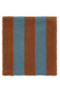 Swatch Washable Rug Cabana Lines Wool Cinnamon And Ocean Blue