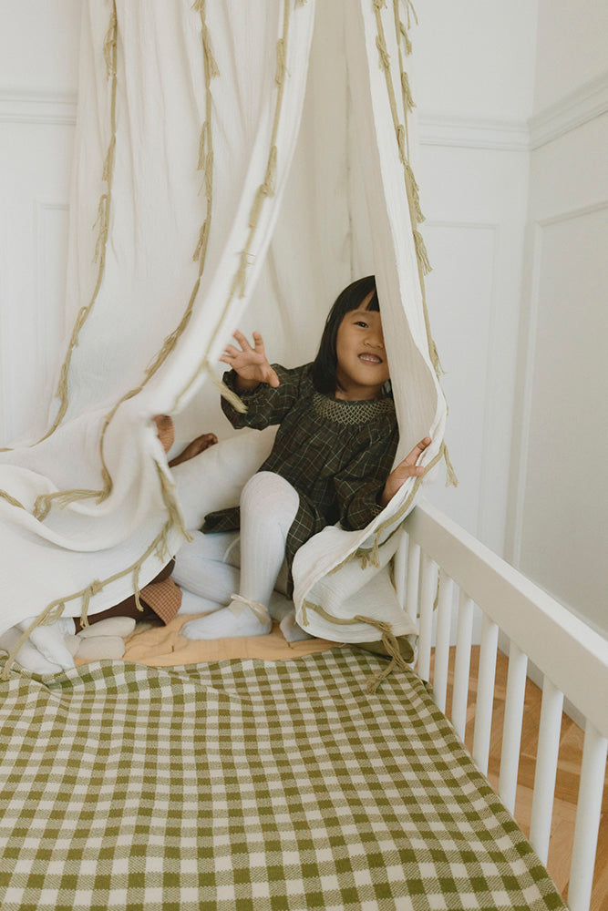 COUVERTURE TRICOTÉE VICHY MATCHA