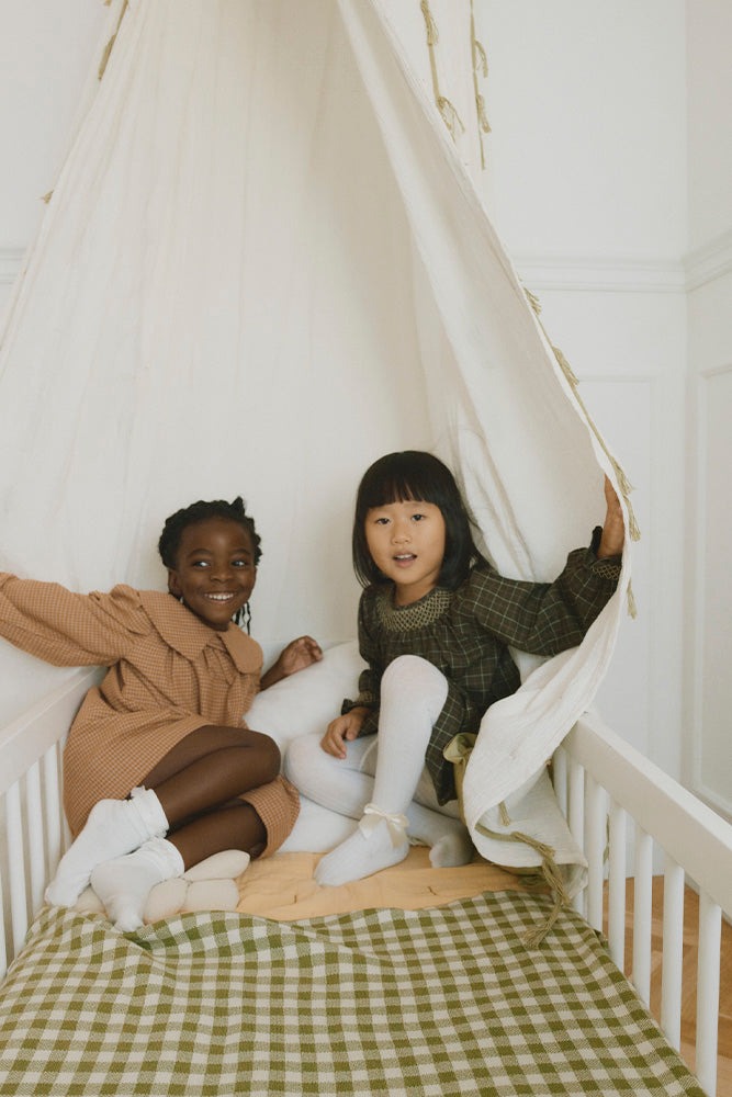 COUVERTURE TRICOTÉE VICHY MATCHA