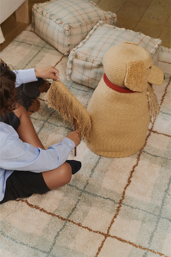 HANDLOOM POUF BLUE SAGE