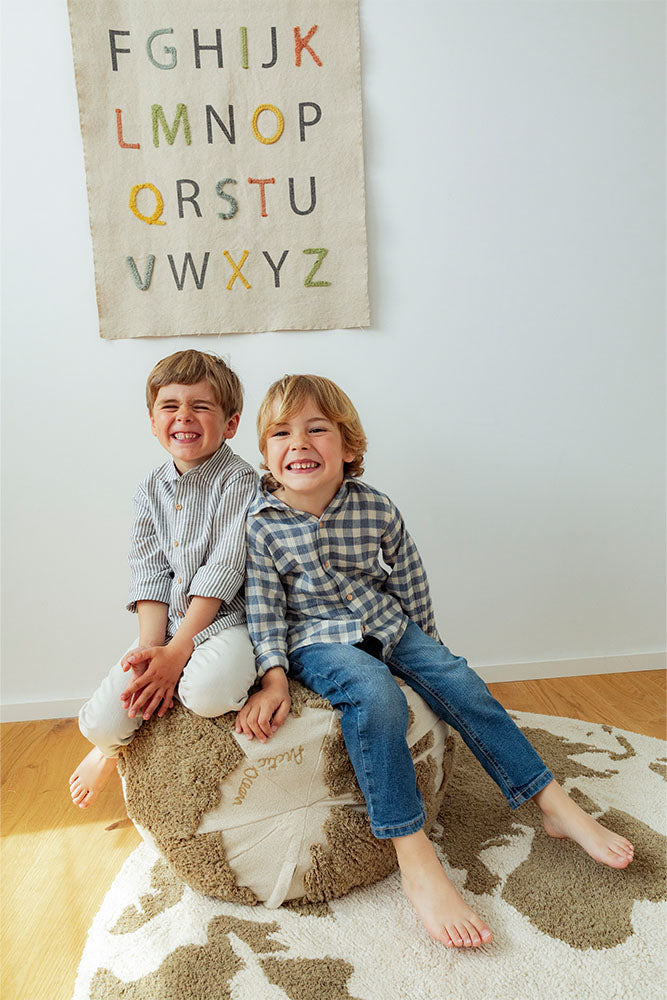 Pouf World Map Rugcycled