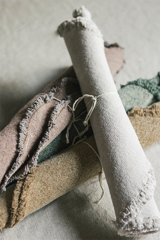 STONEWASHED PLACEMATS AND COASTERS NEW GREY (SET OF 2)