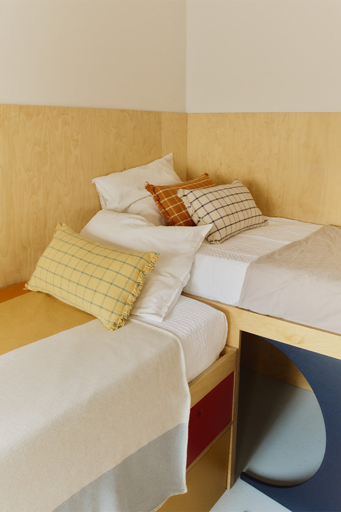 CUSHION GEO BLOCK TERRACOTA