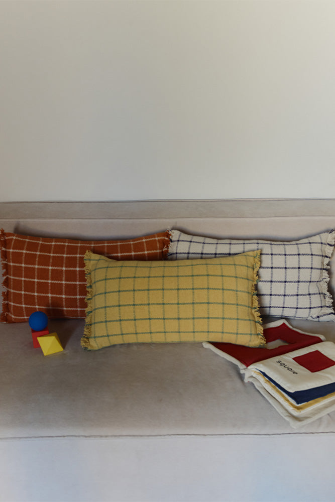 CUSHION GEO BLOCK TERRACOTA