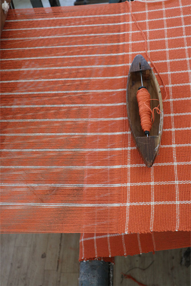 CUSHION GEO BLOCK TERRACOTA