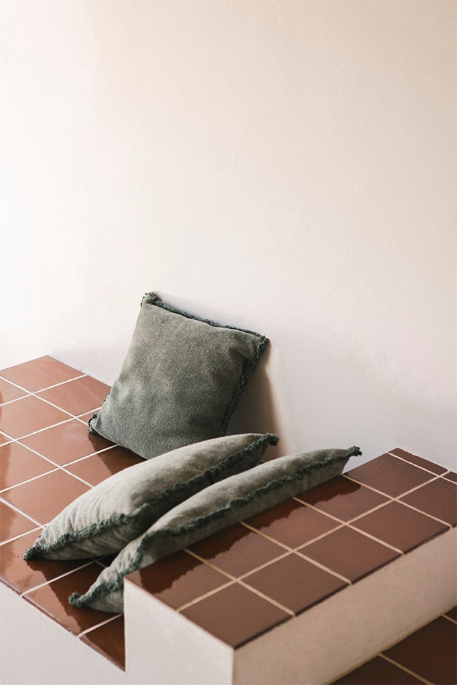 CUSCINO RETTANGOLARE STONEWASHED DUCK GREEN