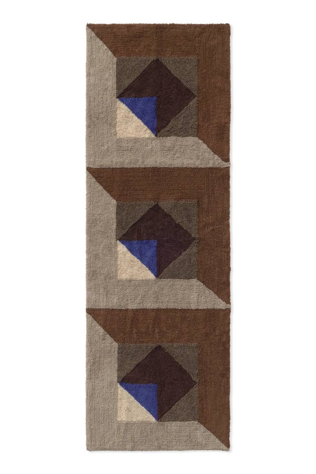 WOOL RUNNER RUG TESSERA BROWN