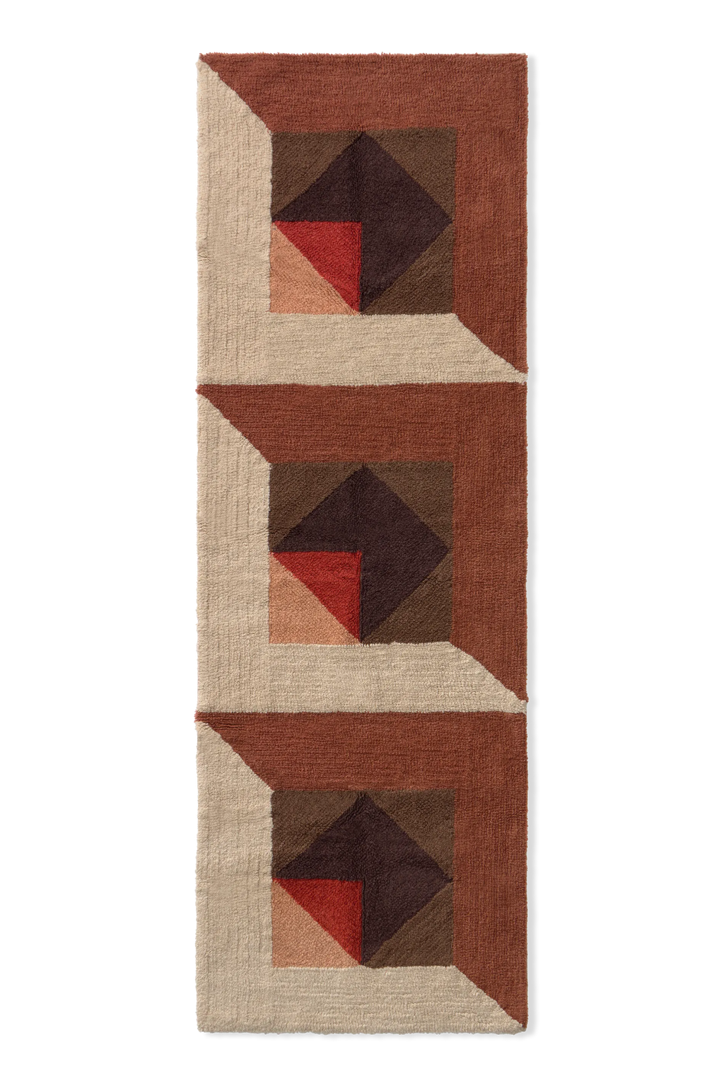 WOOL RUNNER RUG TESSERA RED