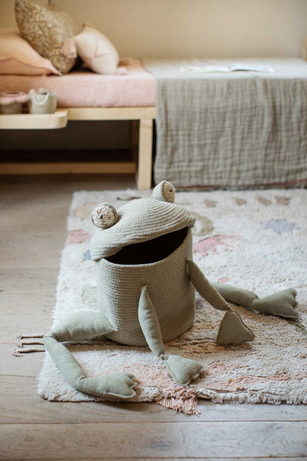 Panier De Rangement En Forme De Grenouille Lorena Canals – Fred La Grenouille, Coton Tressé Main, Ø23 X H35 Cm, Pour Jouets
