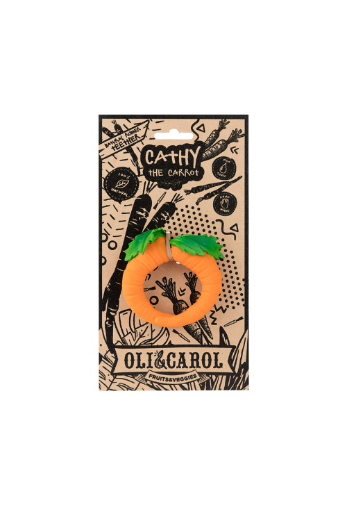 oli + carol cathy the carrot mini doudou teether - Little