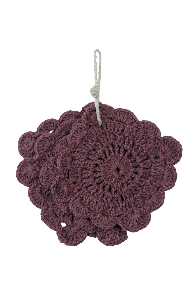 COASTER CROCHET BURGUNDY - SET OF 4