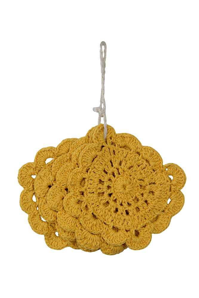 COASTER CROCHET MUSTARD - SET OF 4