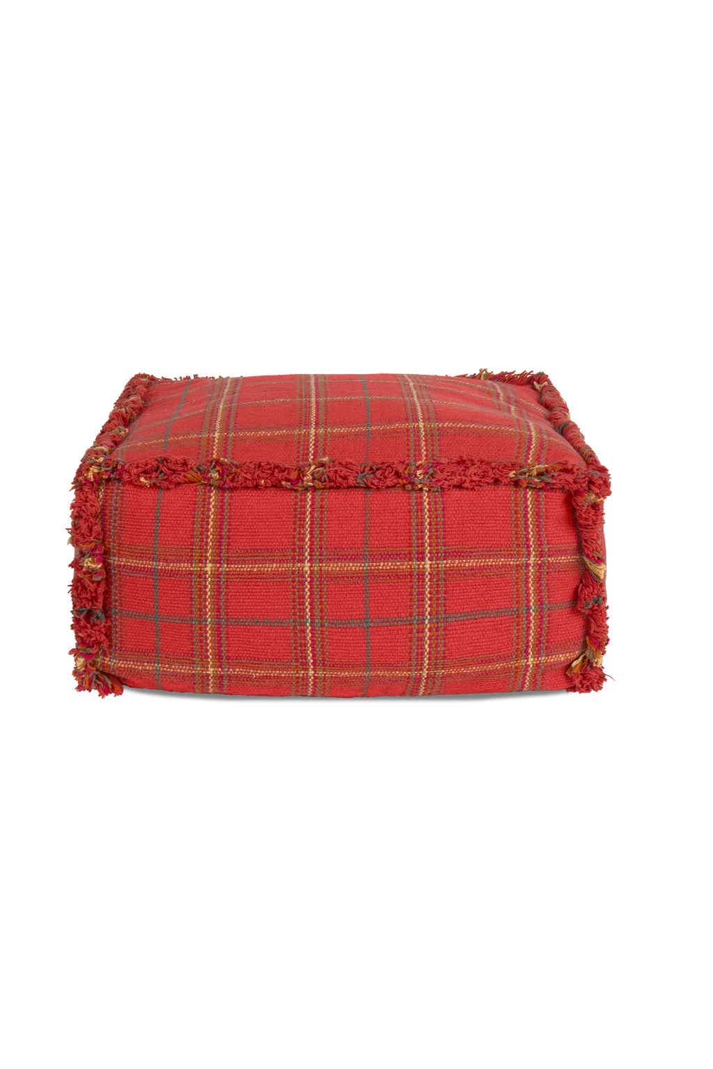 HANDLOOM POUF MAPPLE RED