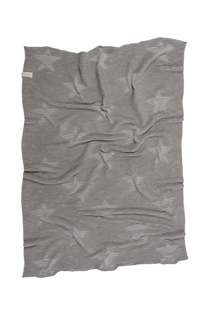 KNITTED BABY BLANKET HIPPY STARS-PEARL GREY Lorena Canals