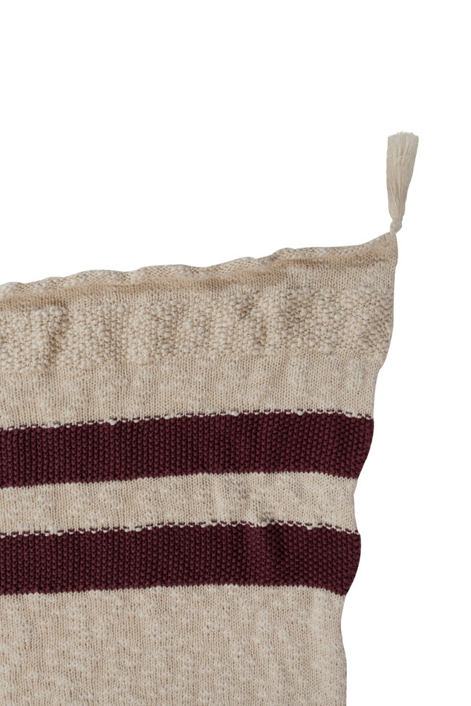 KNITTED BLANKET STRIPES NATURAL - BURGUNDY Lorena Canals