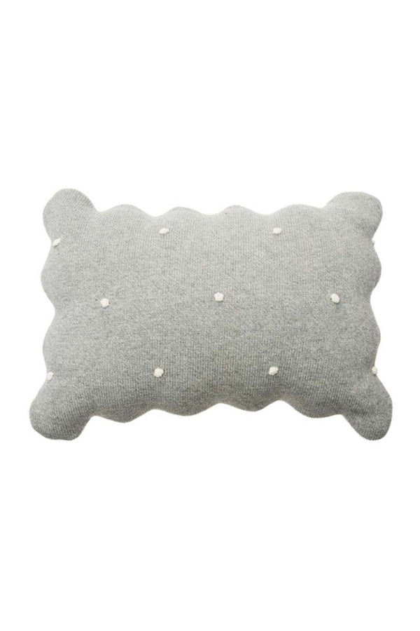 KNITTED CUSHION BISCUIT GREY