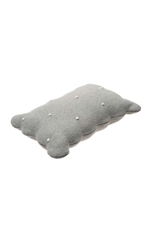 KNITTED CUSHION BISCUIT GREY