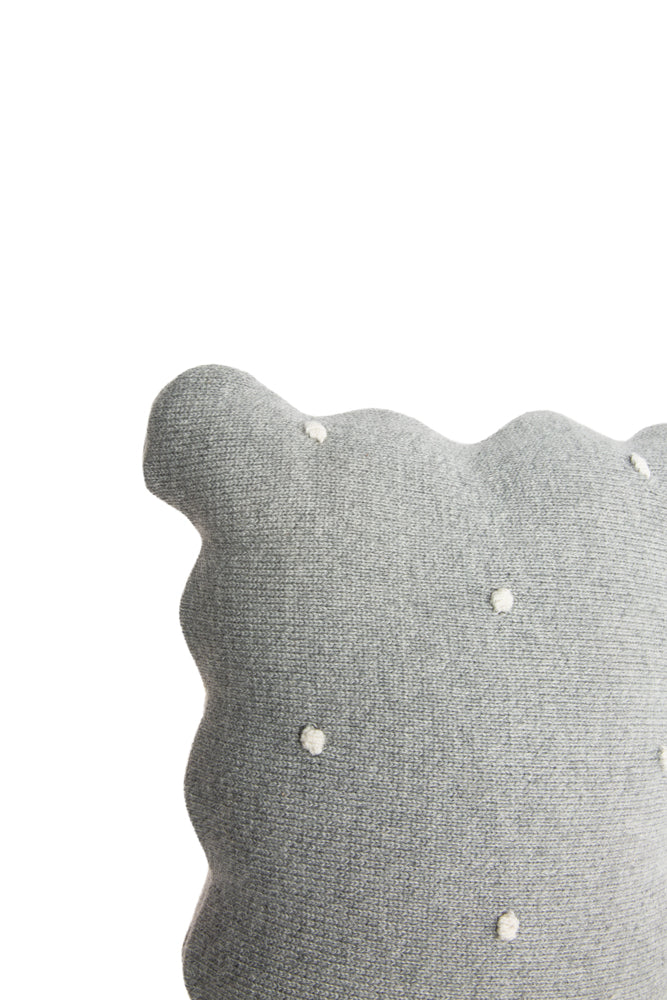 KNITTED CUSHION BISCUIT GREY