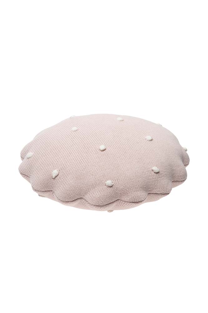 KNITTED CUSHION ROUND BISCUIT PINK Lorena Canals