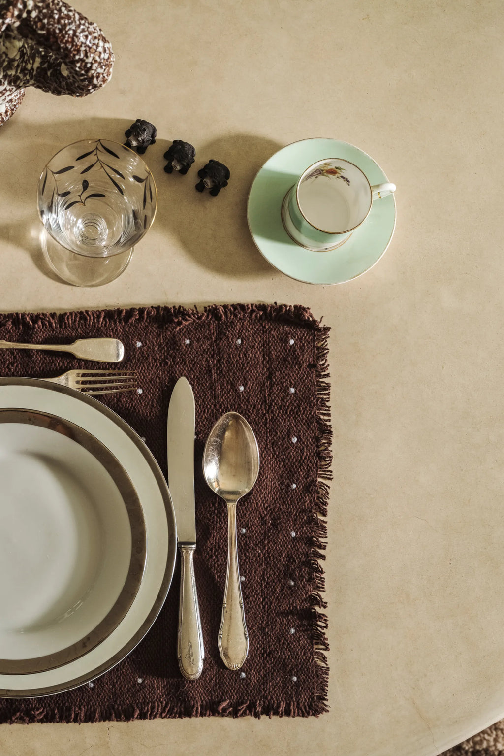 PLACEMAT DOTS COFFEE BEAN - SET OF 2