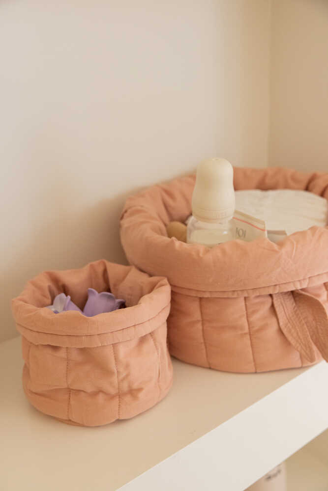 SET OF TWO QUILTED BASKETS VINTAGE NUDE Lorena Canals