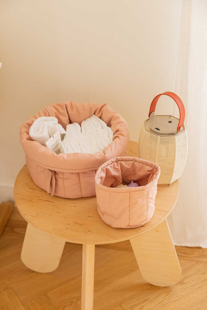 SET OF TWO QUILTED BASKETS VINTAGE NUDE Lorena Canals