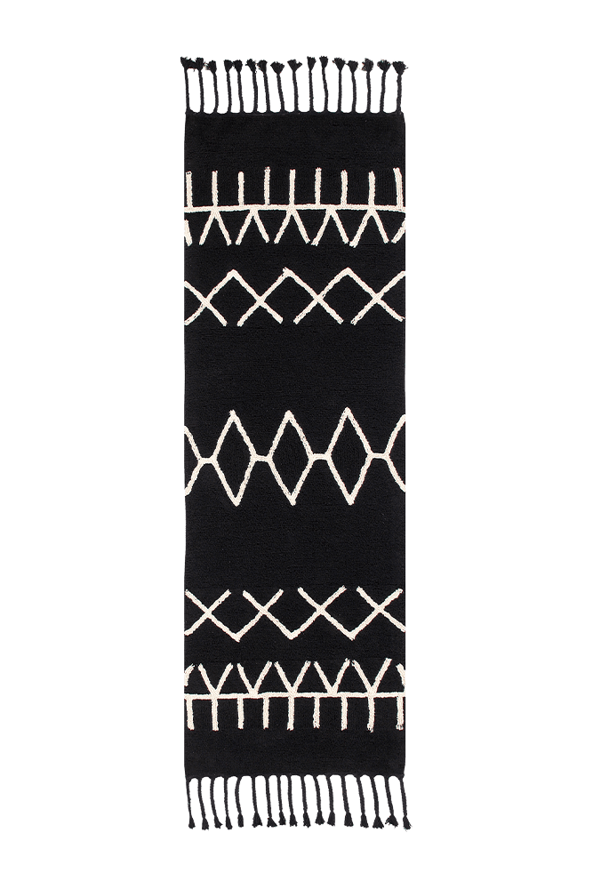 WASHABLE RUG BLACK&WHITE BEREBER BLACK 80 x 230 cm Lorena Canals