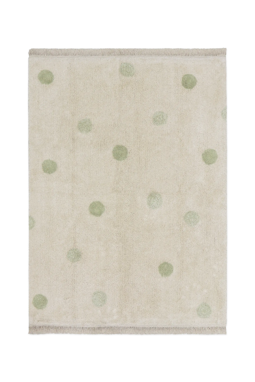 WASCHBARER TEPPICH HIPPY DOTS NATURAL - OLIVE