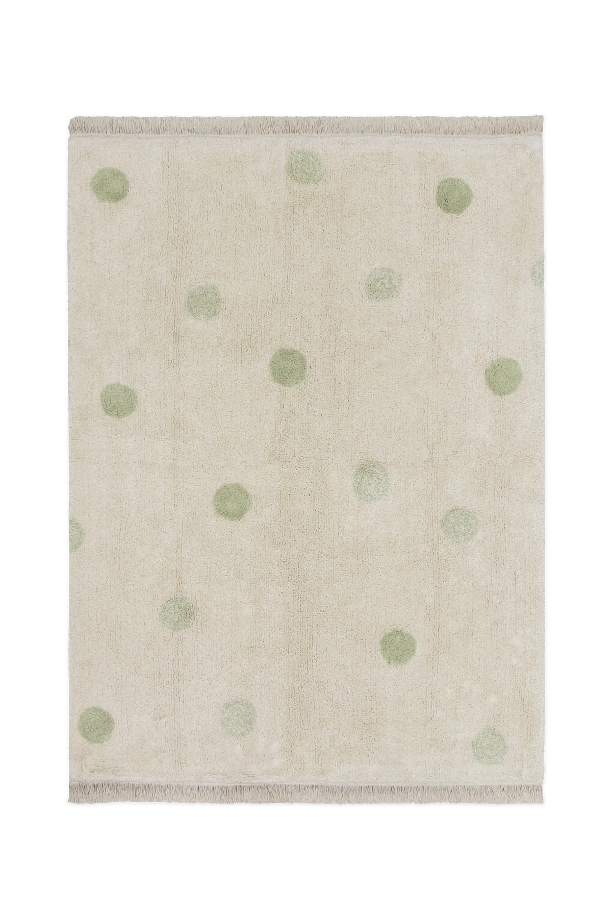 WASCHBARER TEPPICH HIPPY DOTS NATURAL - OLIVE
