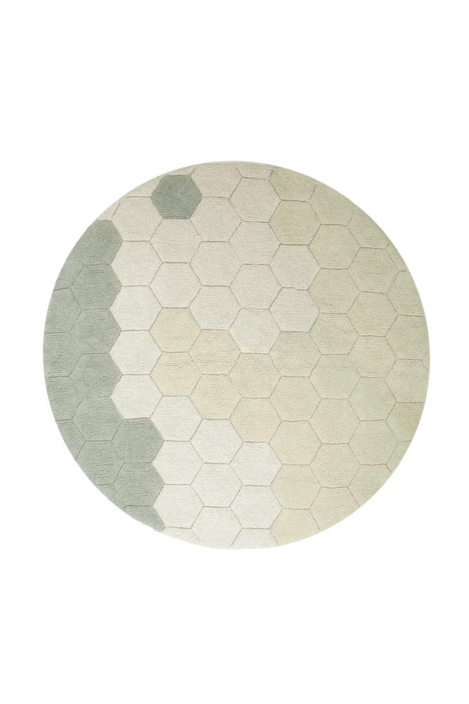 Tapis Rond Lavables Honeycomb Blue Sage