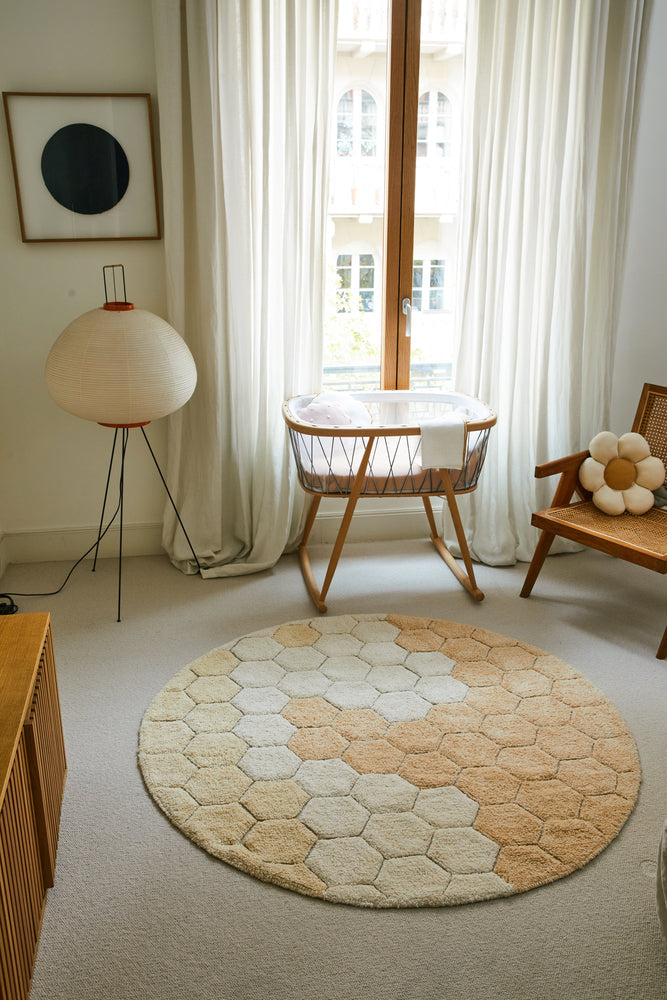 Waschbarer Teppich Runden Honeycomb Golden