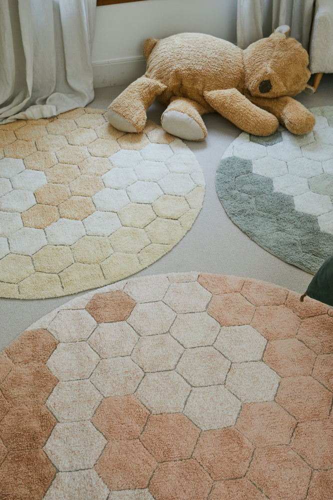 Washable rug Round Honeycomb Golden Lorena Canals