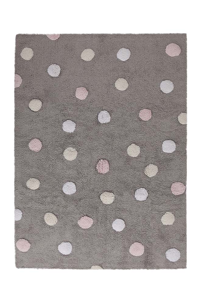 WASHABLE RUG TRICOLOR POLKA DOTS GREY-PINK Lorena Canals